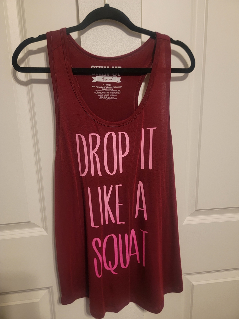 Chin Up Apparel Maroon Muscle Tee with Pink Graphic